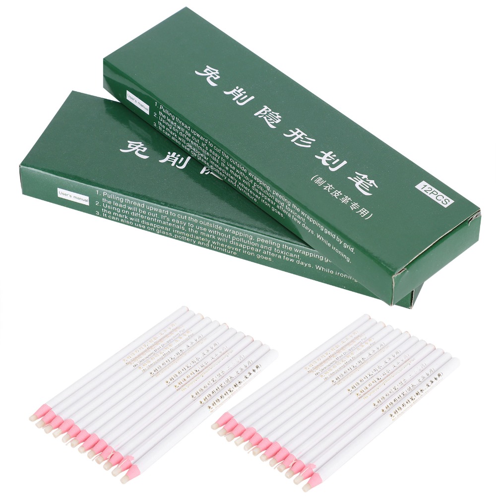 Tailor Chalk Marker - 24 stuks duurzame, niet-slijpende naaistiftjes, wit,