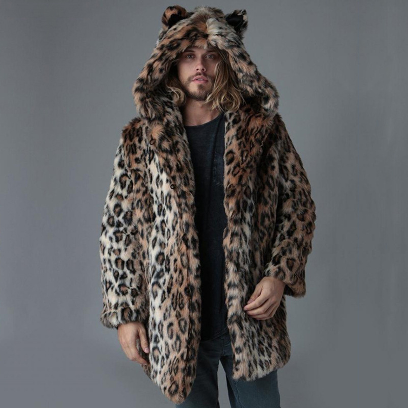 Sewing V - Mannen namaakbont jas winterjas dikke capuchon
