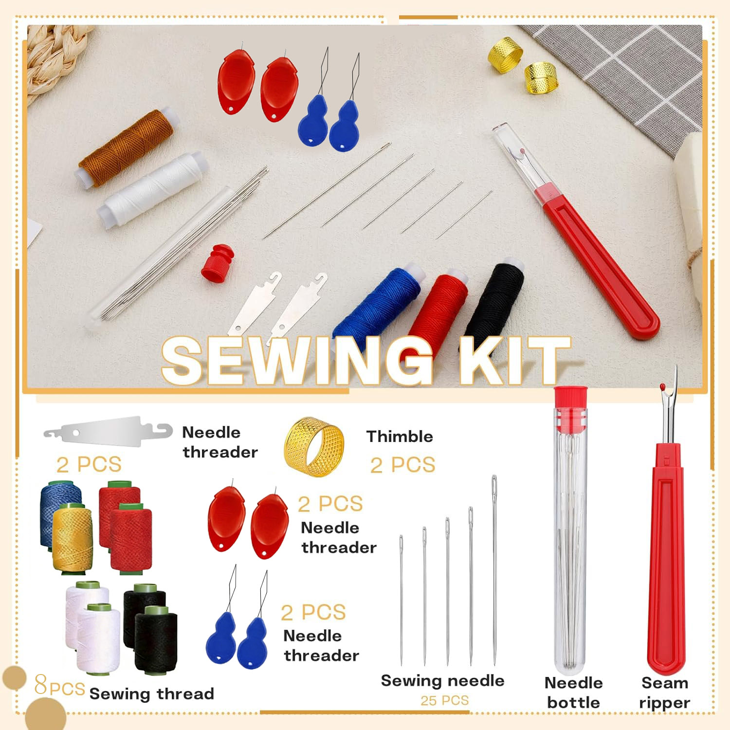 Sewing Kit - 43-delige Big Eye naaldset, huishoudelijke benodigdheden,