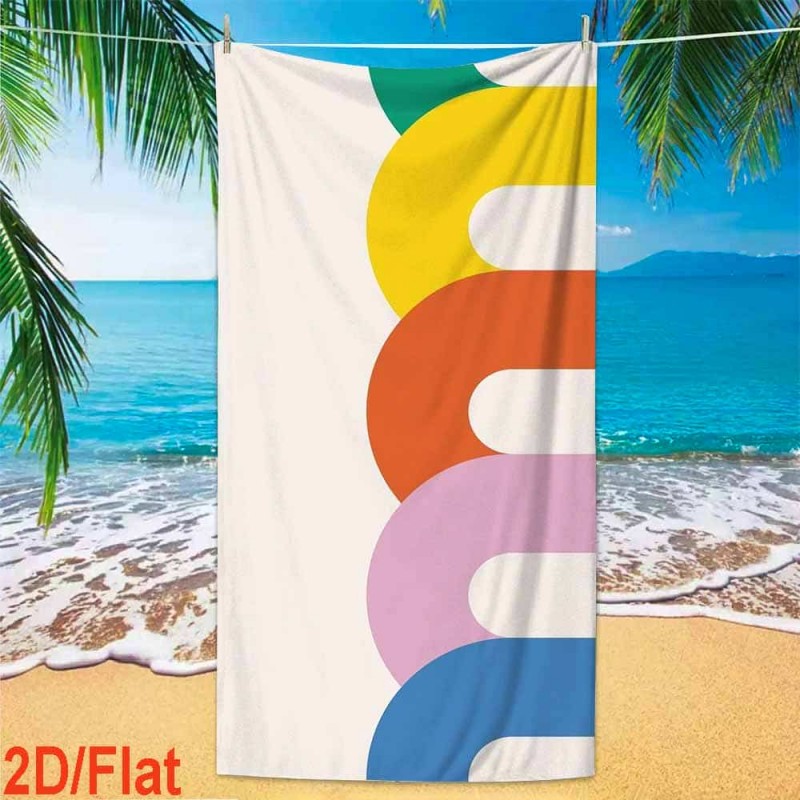 Century Textile & Sewing Supply - Mid-Century abstracte stijl gebogen regenboogkleurige blokprint