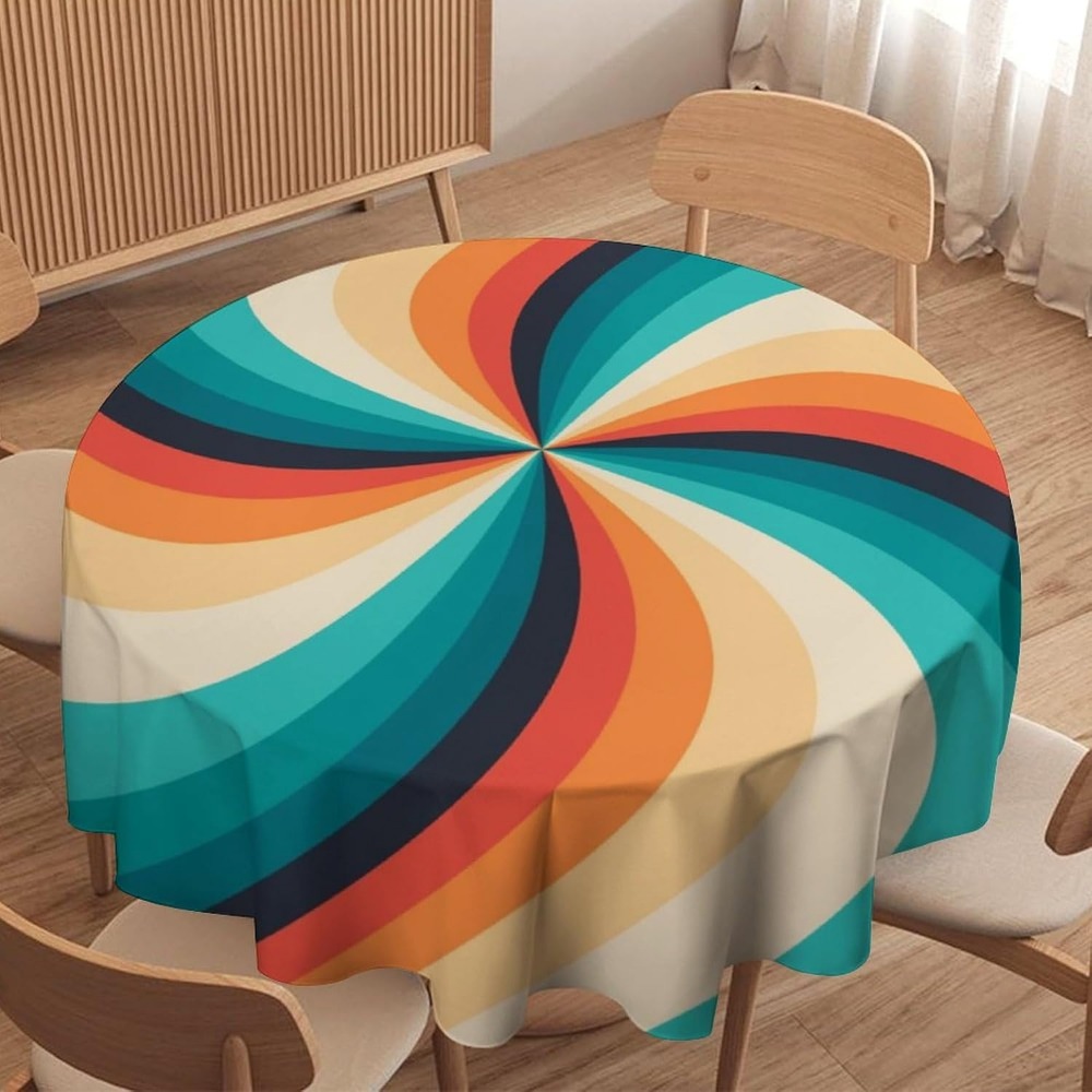 Century Textile & Sewing Supply - Vintage Groovy Swirl rond tafelkleed jaren