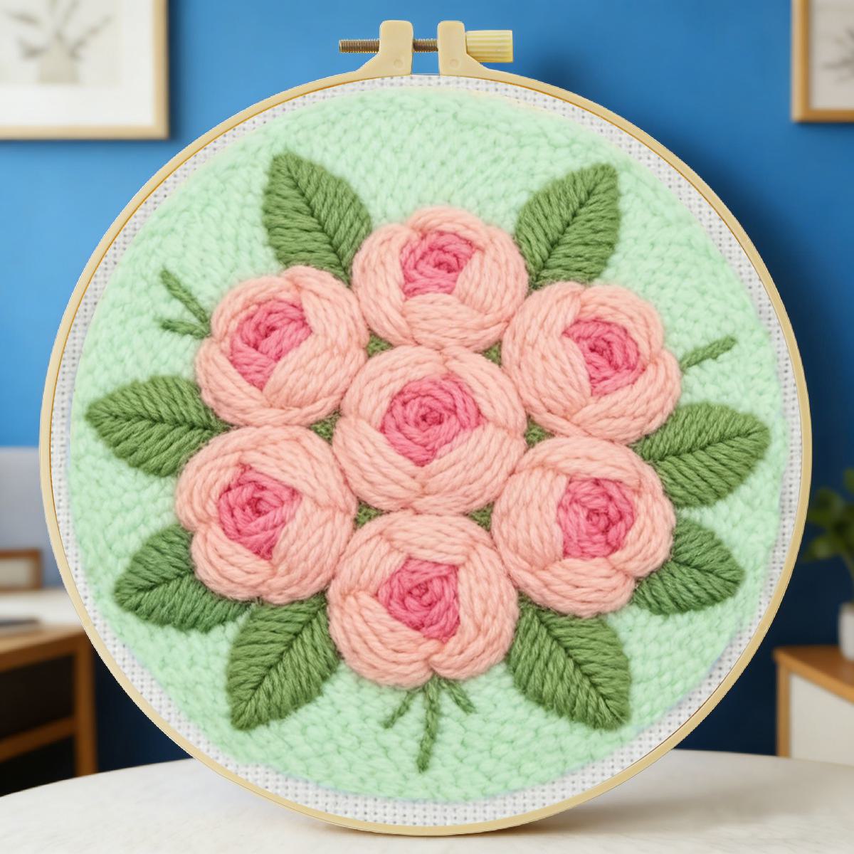 Sewing Textile Art - 20X20CM/7.87inch Bloem Punch Naald Borduurset Kit