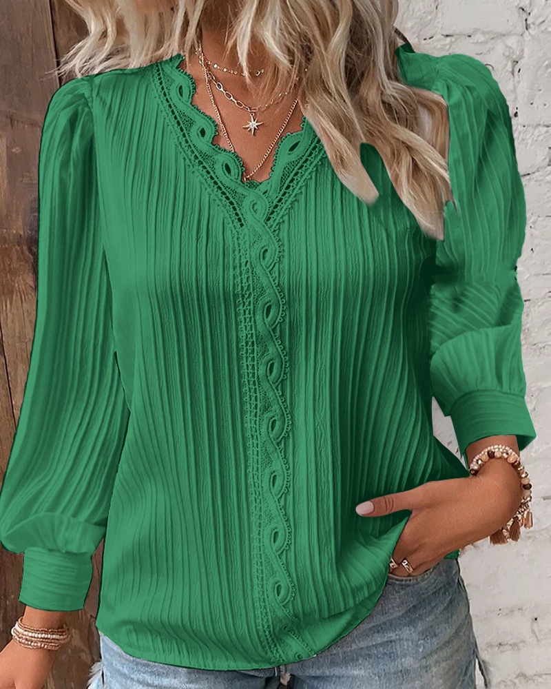 Witte damesblouses Kanten stik - Sewing V recensie en prijs