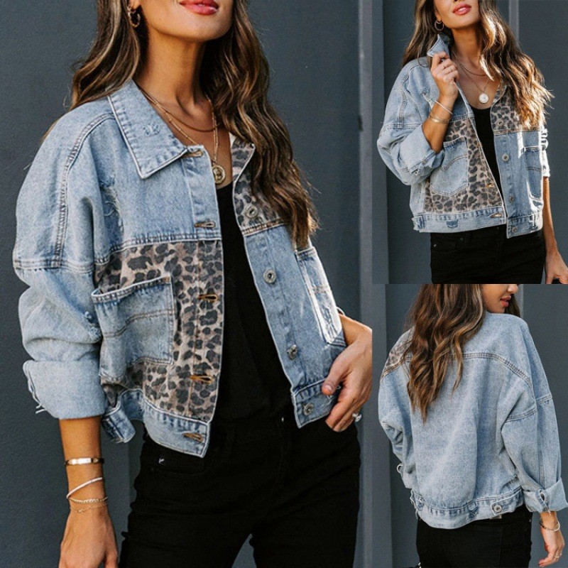 Luipaard Stiksels Denim Jas Da - Sewing Jackets recensie en prijs